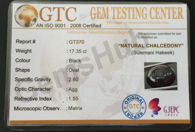 Natural Certified Sulemani Black Hakik Stone, 17.3